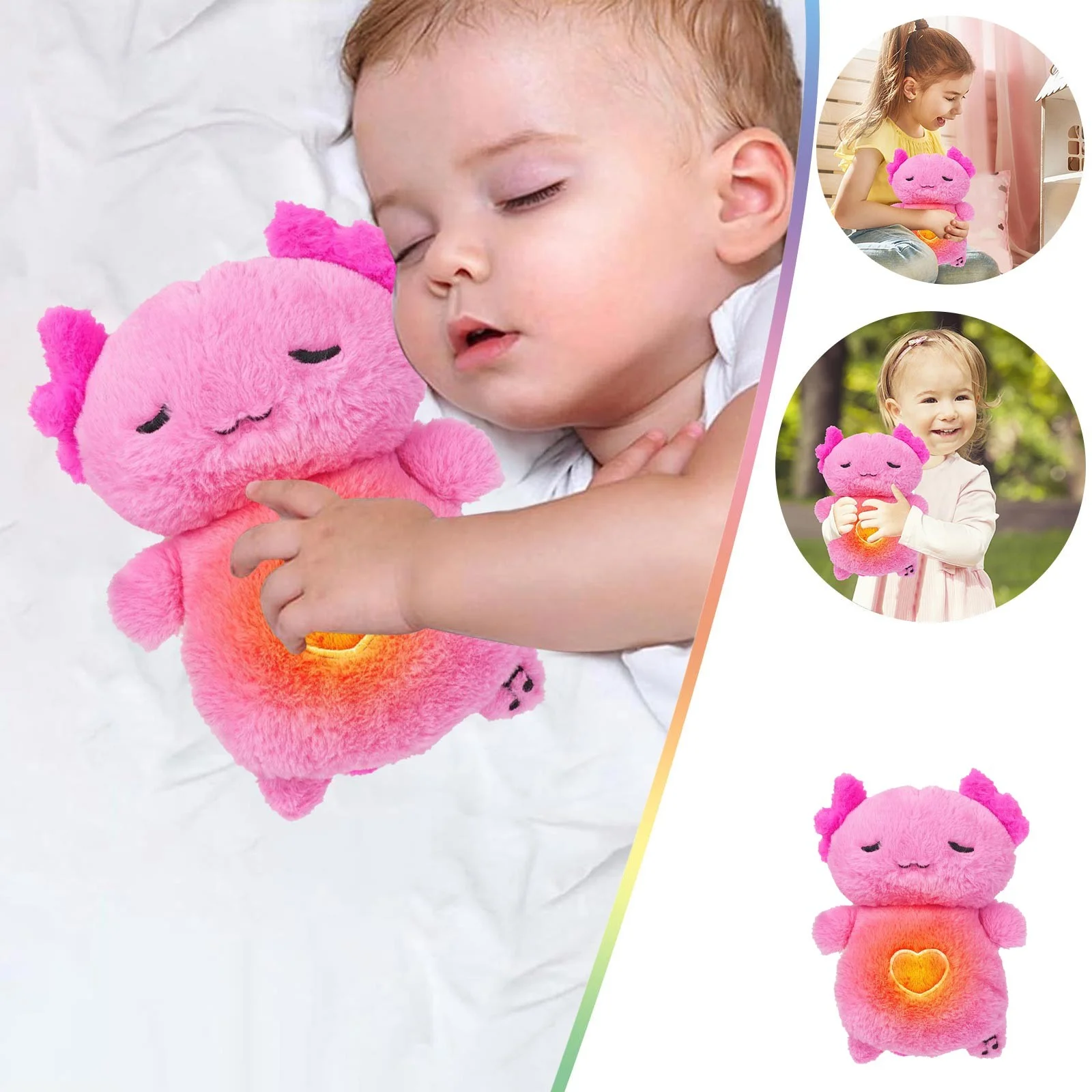 Baby Sound Machine Soothe Stuffed Plushie Toys,Cute Sensory Breathing Dolls